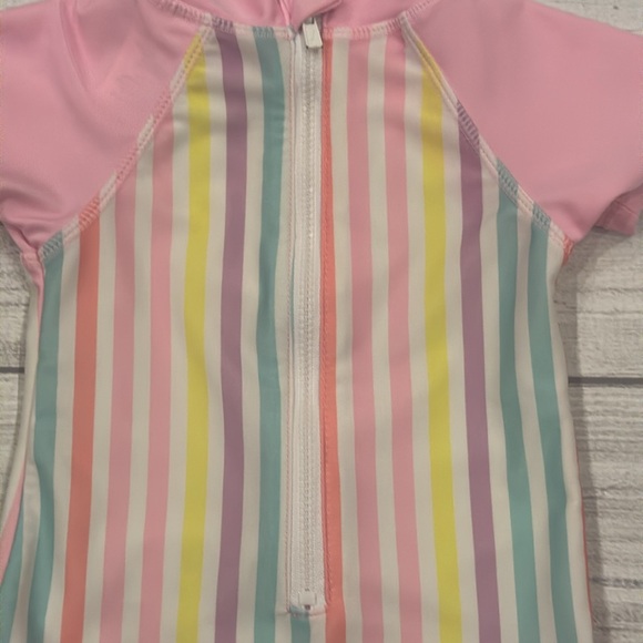 Floatimini Baby Girls One Piece Swimsuit- Pink and Multicolor Stripes - Picture 5 of 5